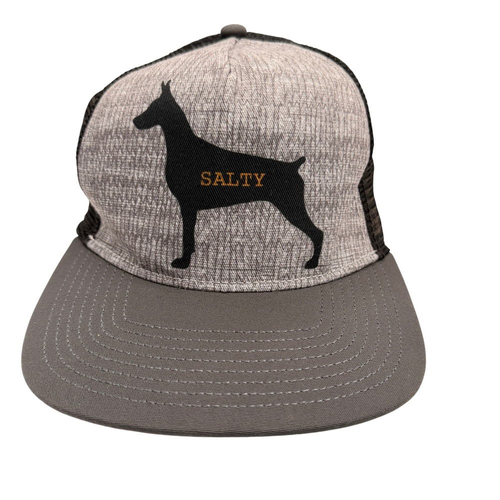 prAna Journeyman Flat Brim Hat O/S Charcoal Dog Salty Trucker Snapback Mesh